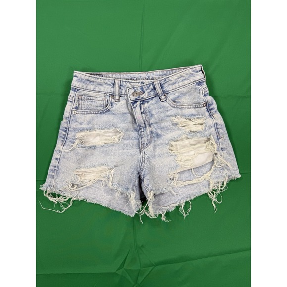 American Eagle Outfitters Pants - American Eagle Womens 0 Strigid High Rise Distressed Denim Shorts Light Wash